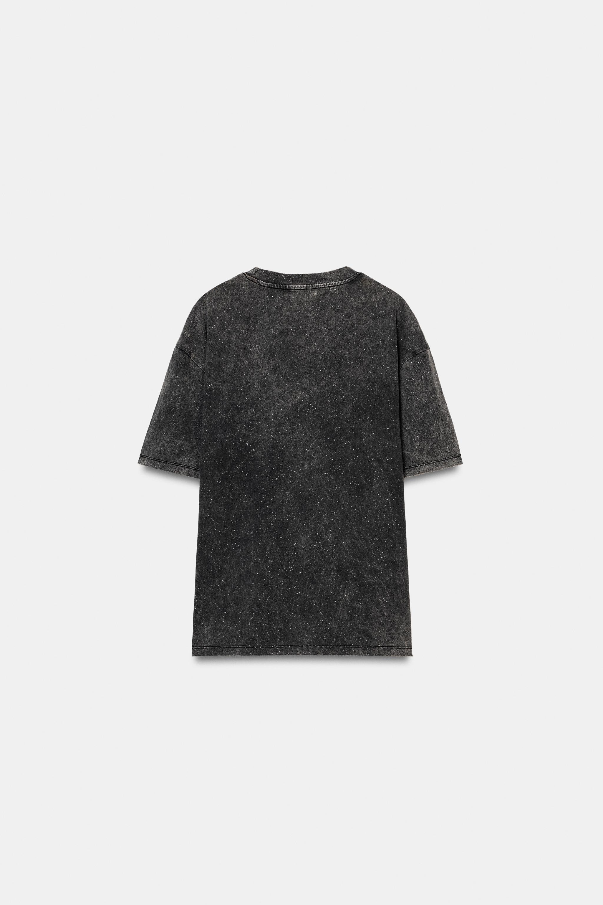 T-SHIRT EFFET DÉLAVÉ À PAILLETTES